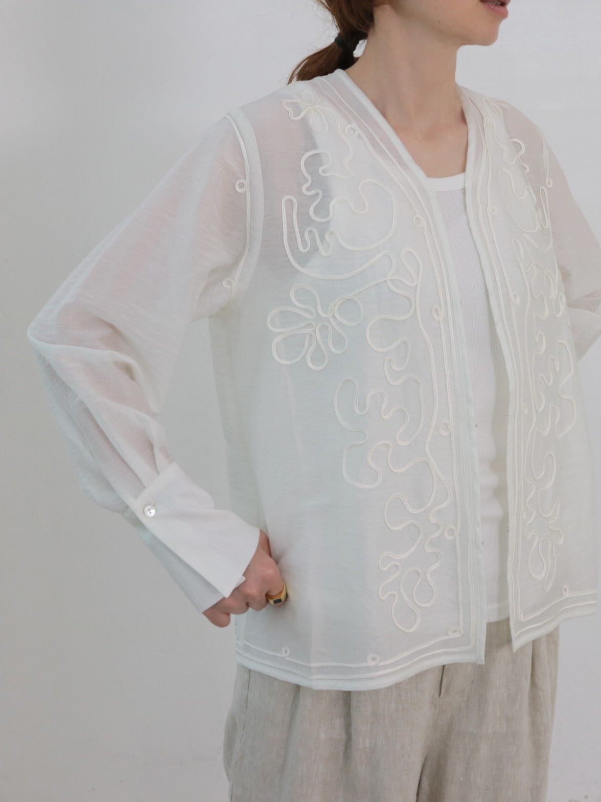 doux bleu　テープ刺繍 シアージャケット　DB-2617-038