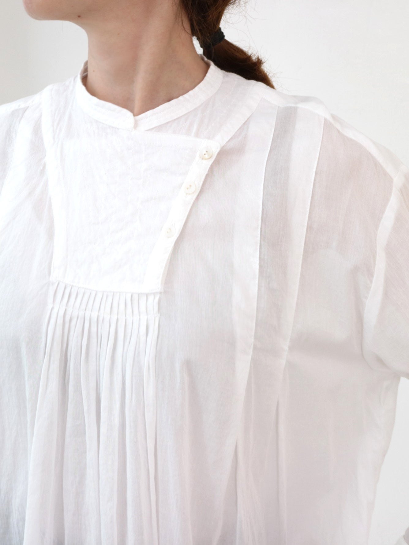 doux bleu　コットンカディ ギャザープルオーバーシャツ　DB-2613-030