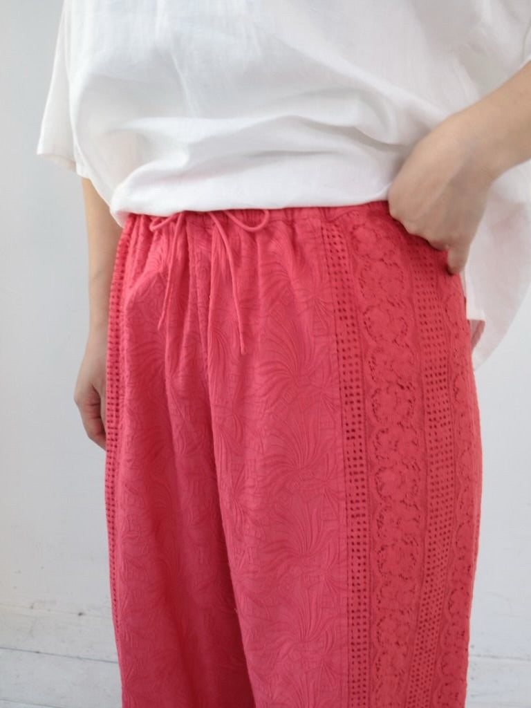 YARRA　INDIA刺繍切替ワイドパンツ　YR-1625-268