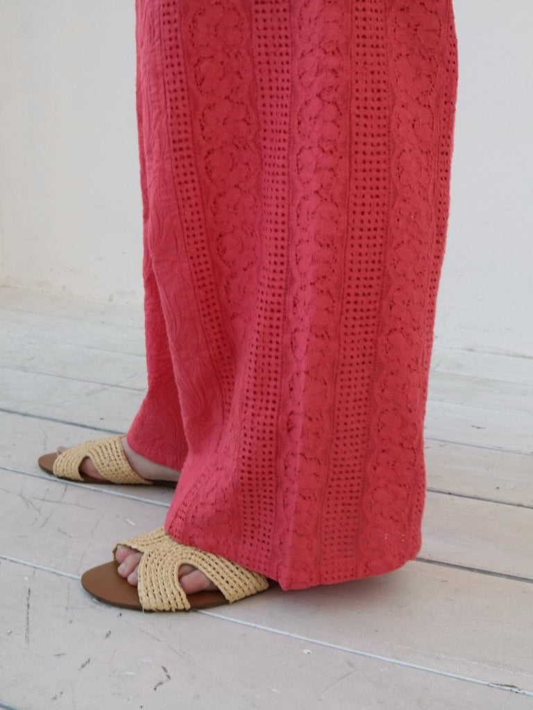 YARRA　INDIA刺繍切替ワイドパンツ　YR-1625-268