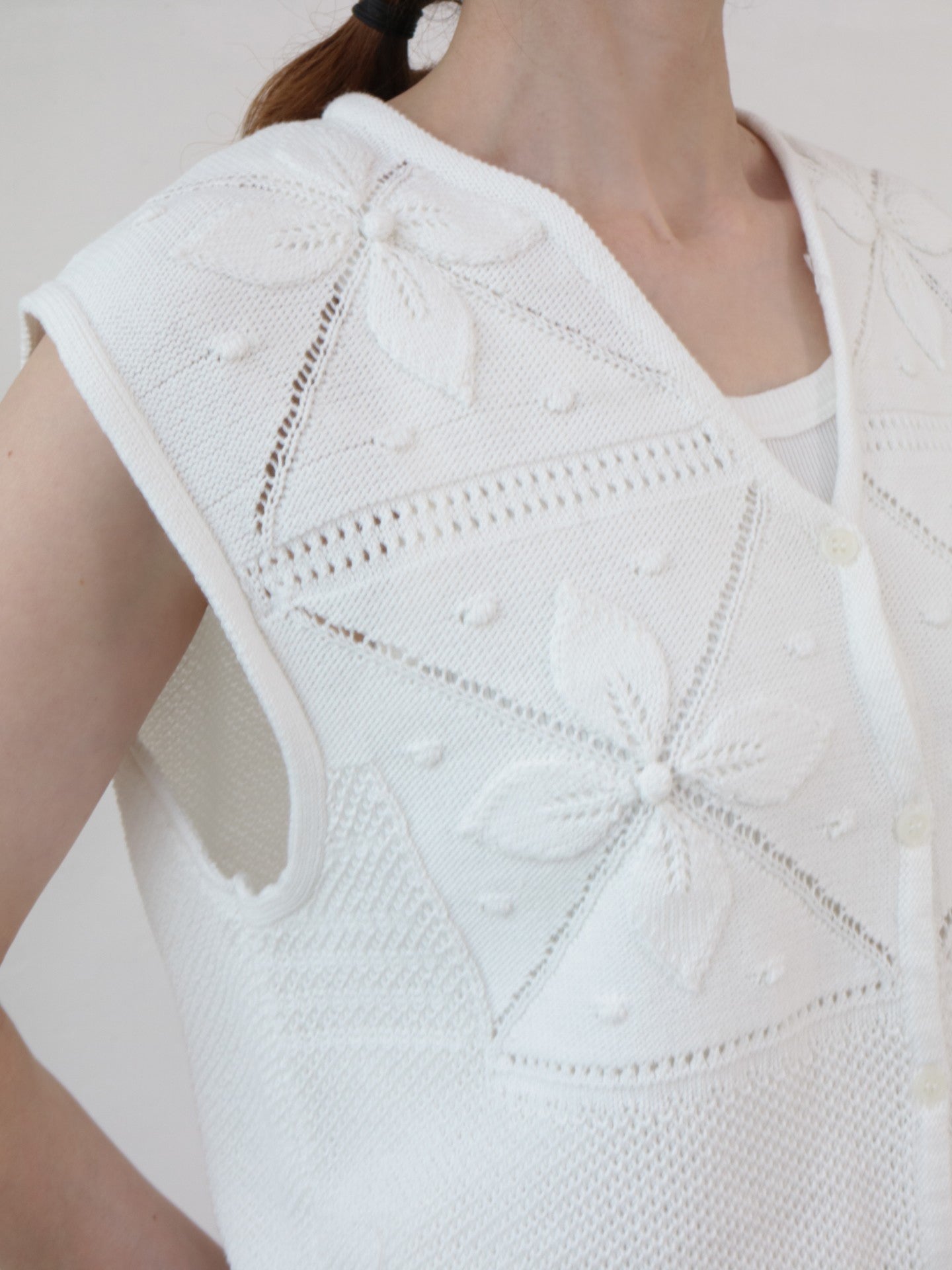 doux bleu　クロシェモチーフ ニットベスト　DB-2618-007