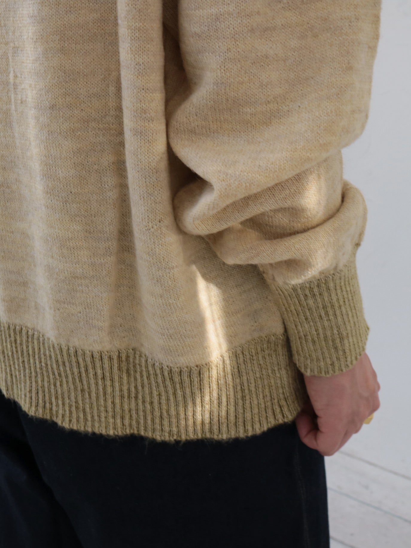 YARRA NEU　ペルーアルパカニットタートルカーディガン　NU-5542-407