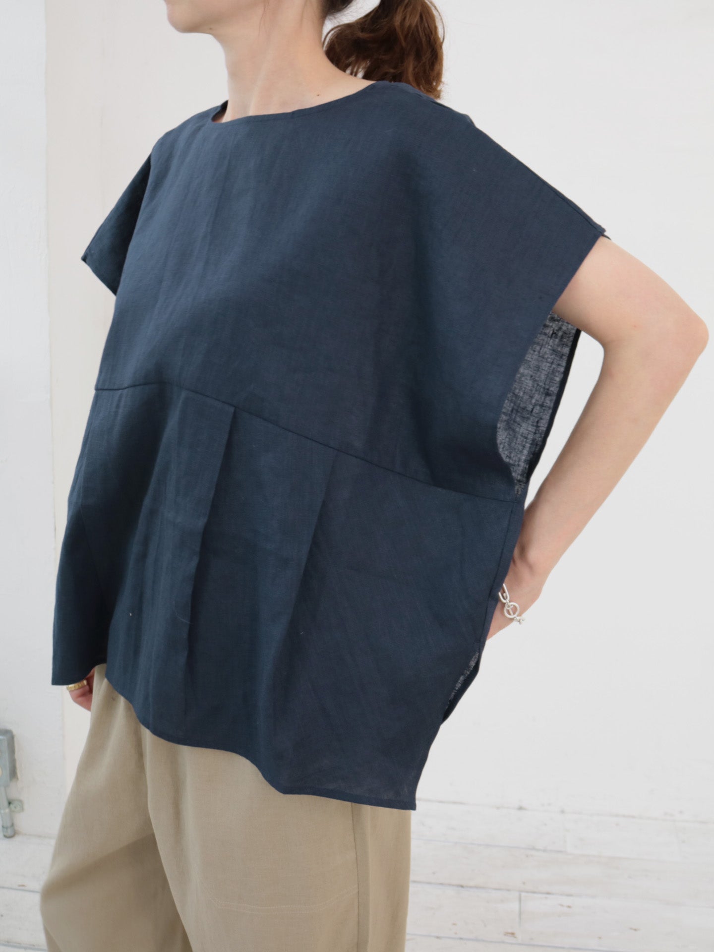 doux bleu　リネンコットン ワイドブラウス　DB-2533-076