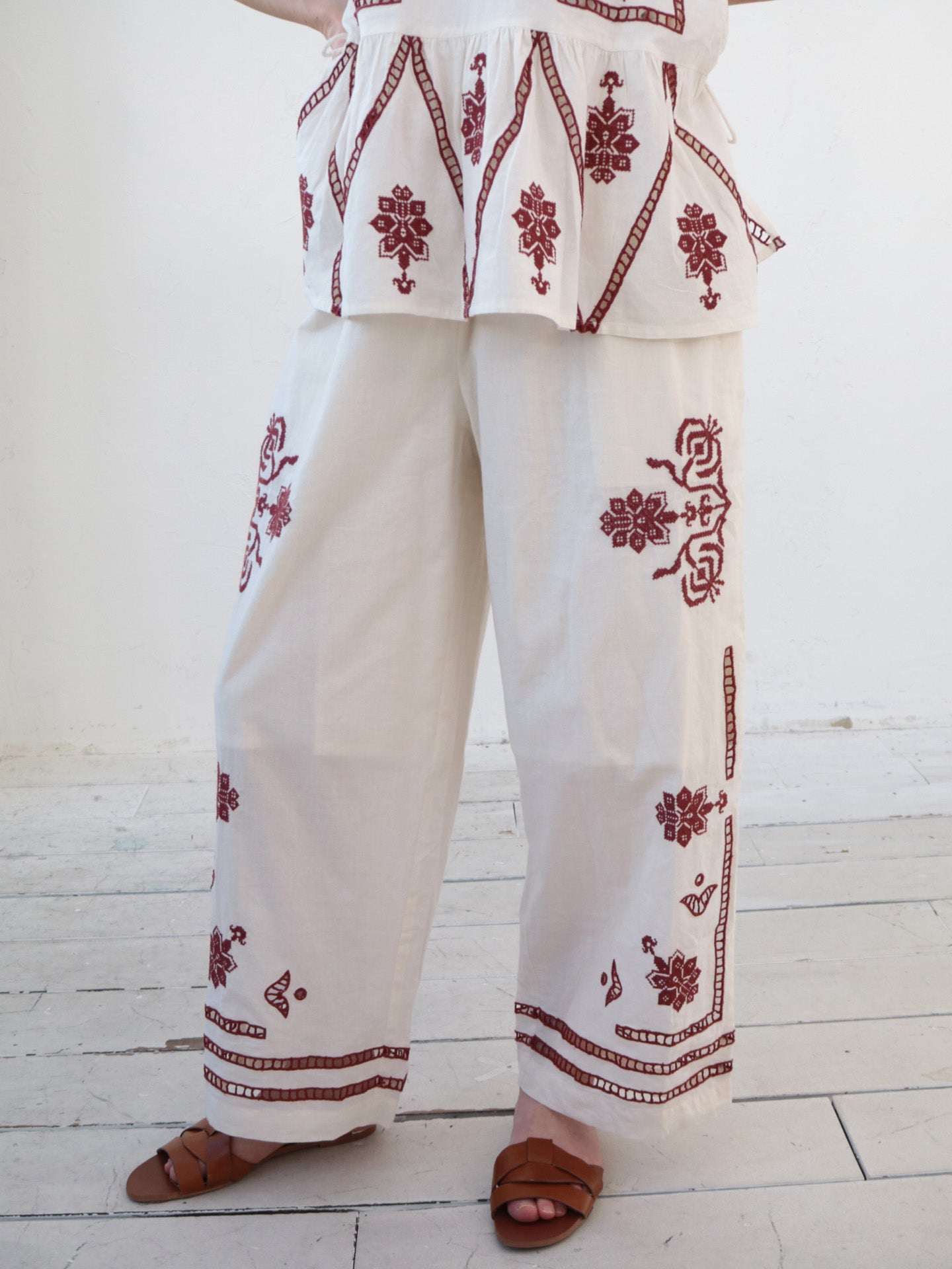 doux bleu　クロスステッチ刺繍パンツ　DB-2535-082