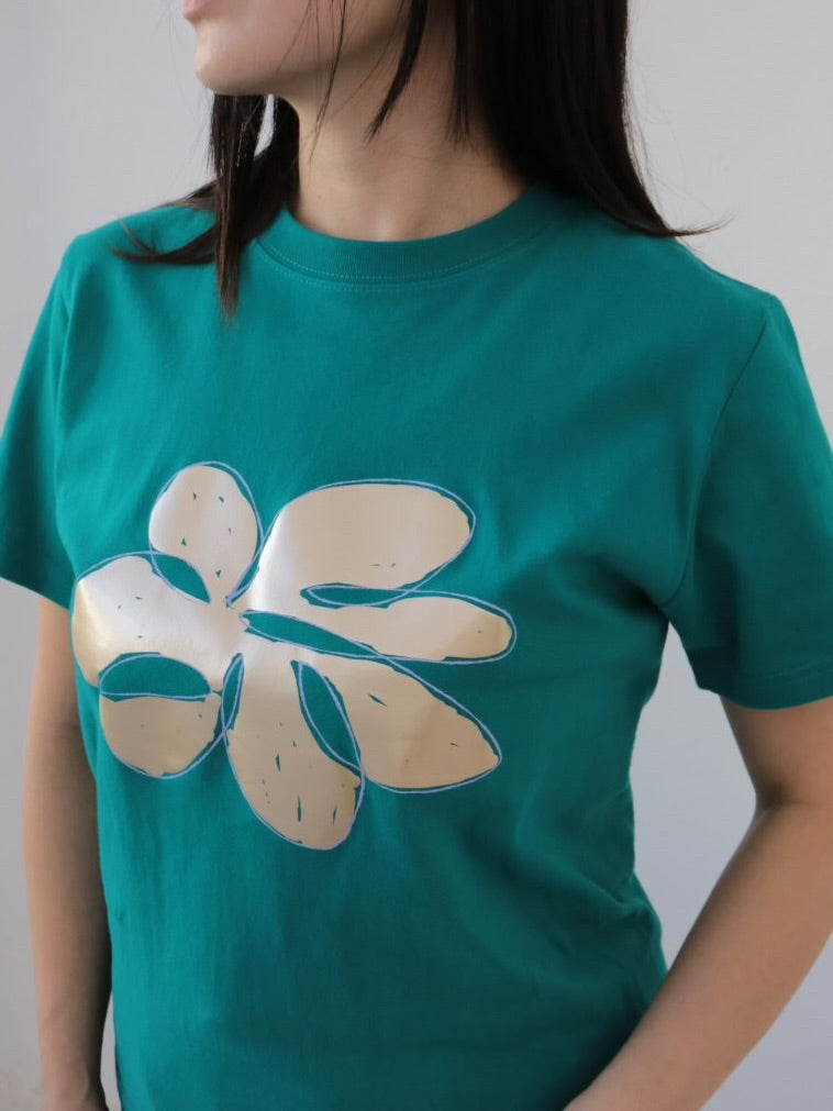 YARRA　フラワー箔Tシャツ　YR-1621-254