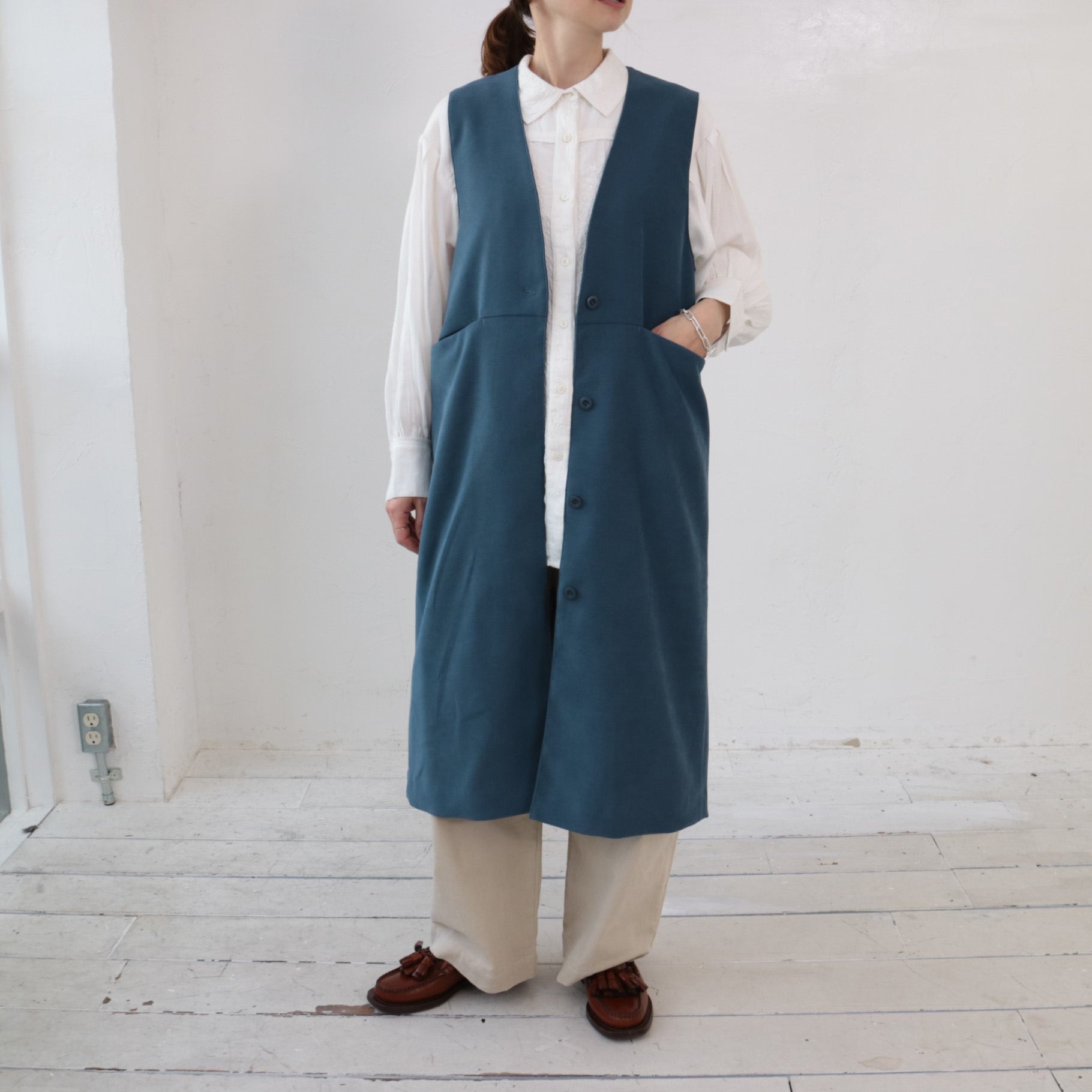 doux bleu　Vネックジレワンピース　DB-2454-043