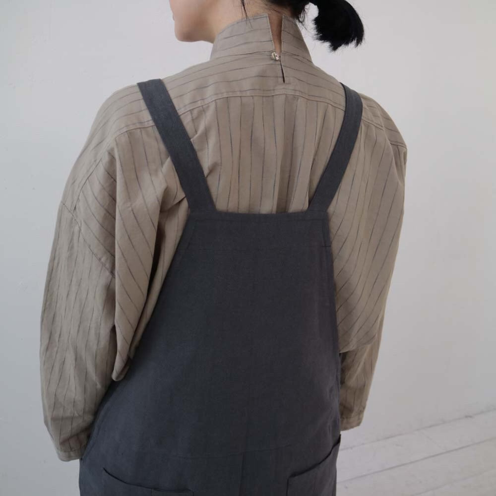 YARRA　コットンリネン切替リブサロペット　YR-1415-203