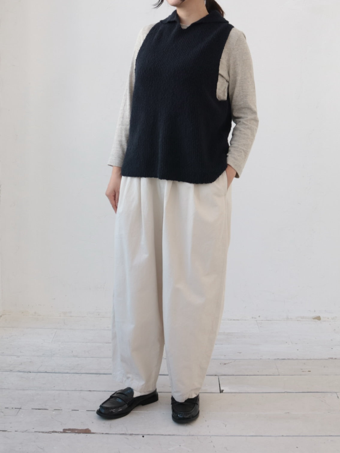 YARRA　折り返しカラーニットベスト　YR-1618-234