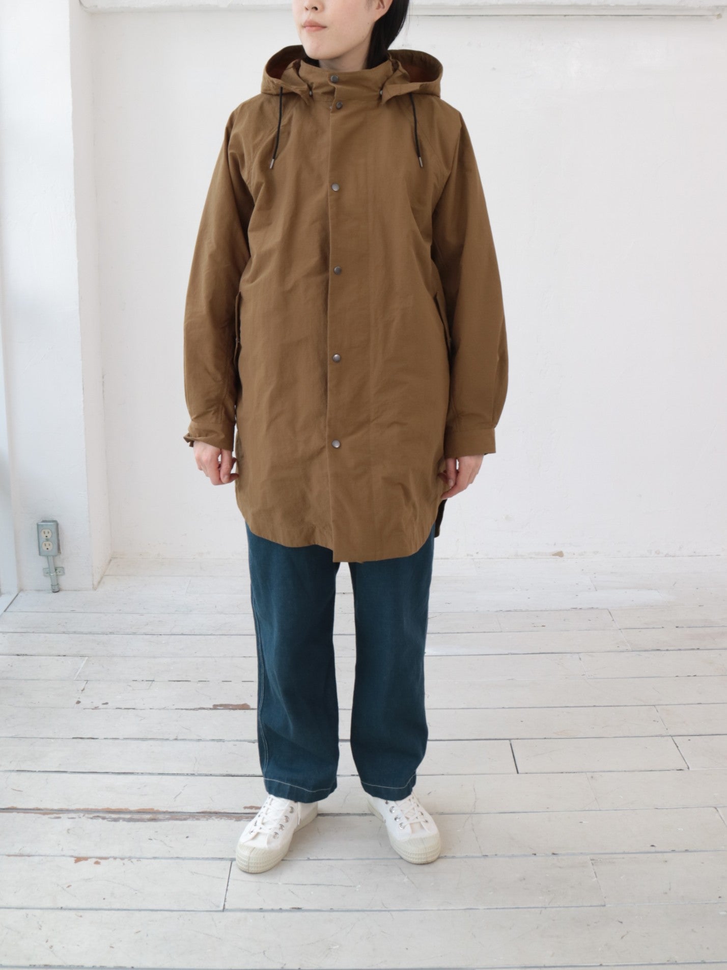 YARRA NEU　フード付きナイロンポンチョ風コート　NU-5547-414