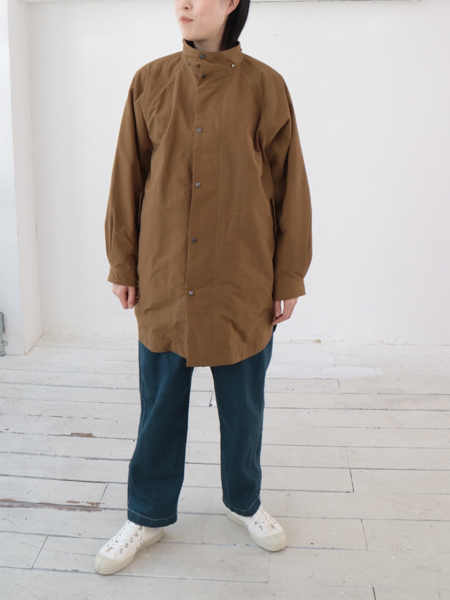YARRA NEU　フード付きナイロンポンチョ風コート　NU-5547-414