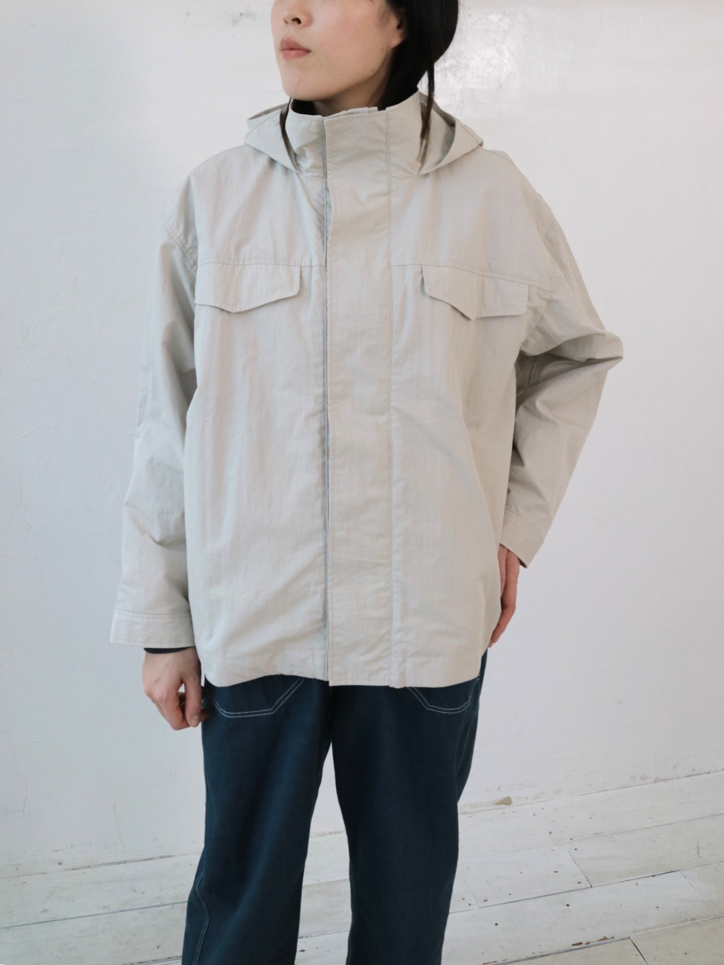 YARRA NEU　C/NYフード付ミドルブルゾン　NU-5547-413