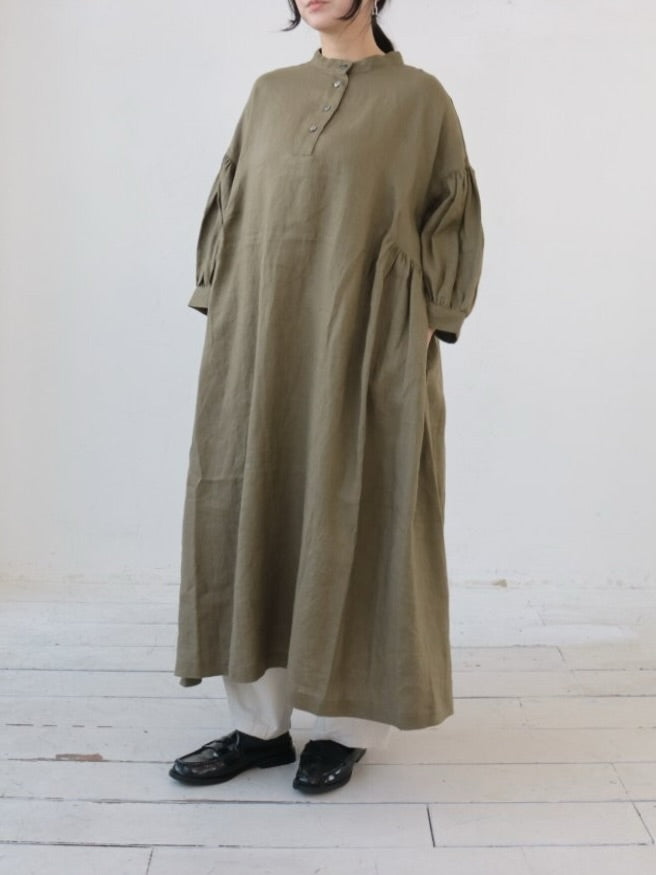 YARRA　ツヤリネンギャザーワンピース　YR-1614-226