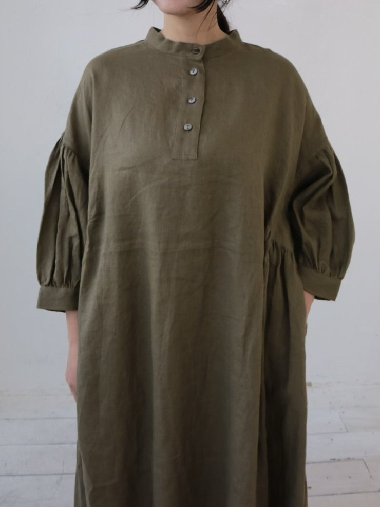 YARRA　ツヤリネンギャザーワンピース　YR-1614-226