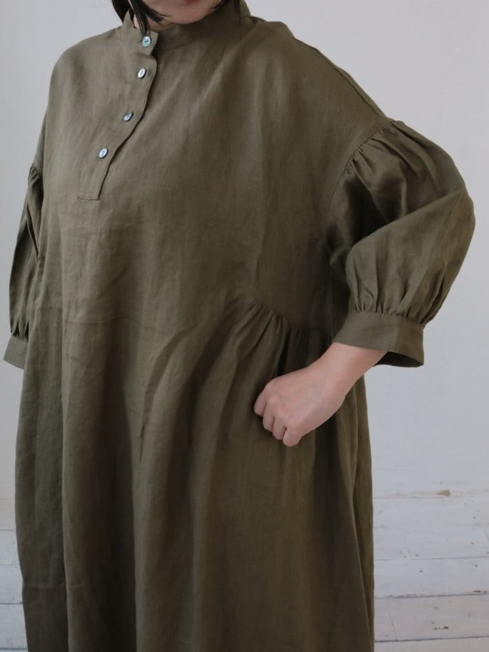 YARRA　ツヤリネンギャザーワンピース　YR-1614-226