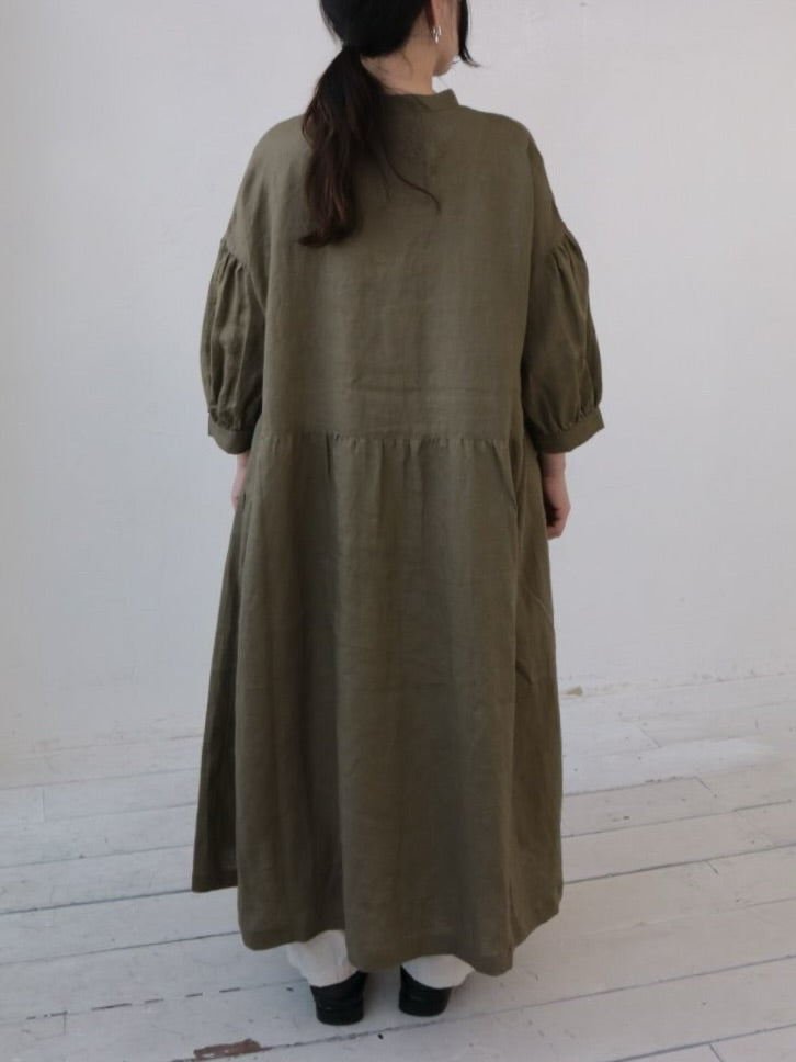 YARRA　ツヤリネンギャザーワンピース　YR-1614-226