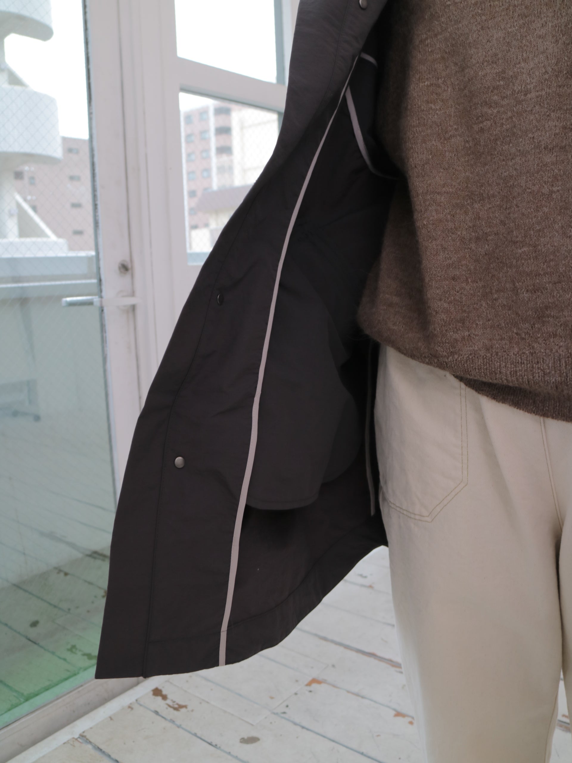 YARRA NEU　フード付きナイロンポンチョ風コート　NU-5547-414