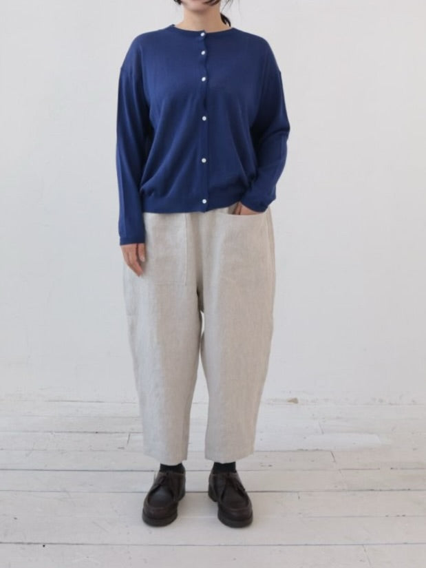 YARRA　麻混クルーネックカーディガン　YR-1612-238