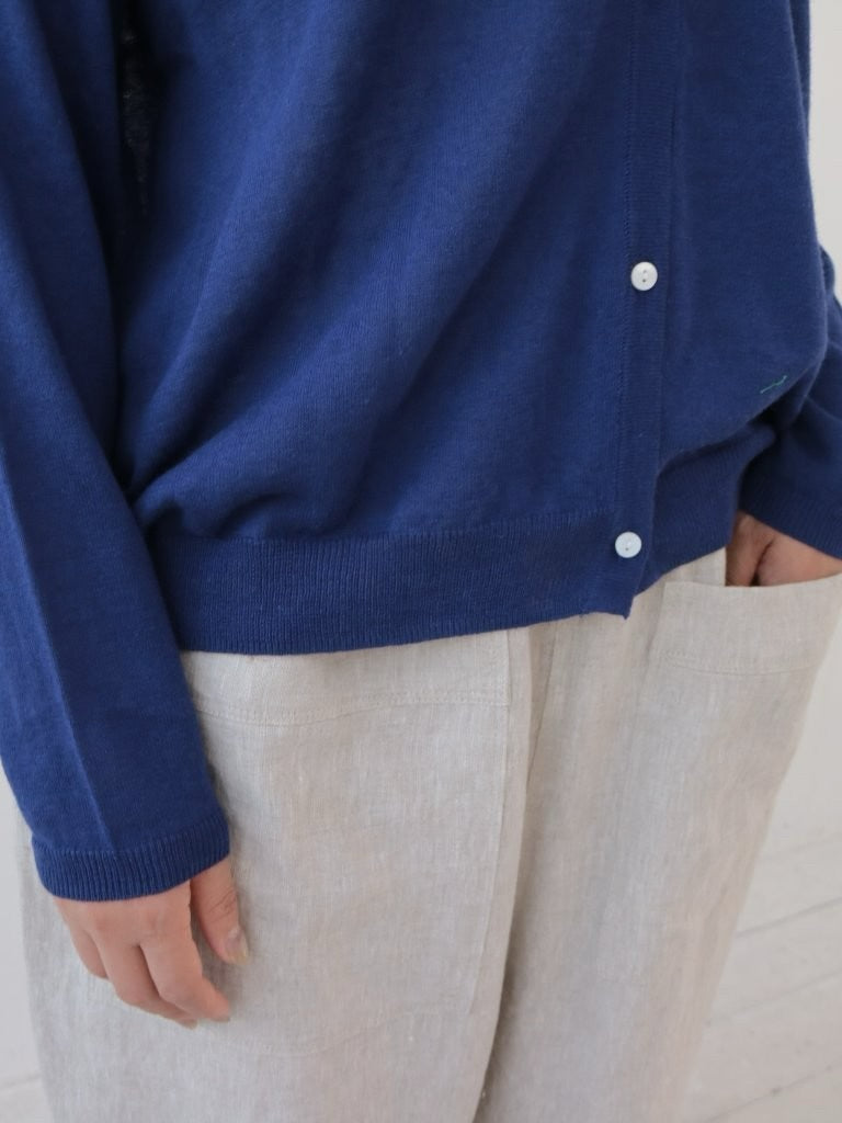 YARRA　麻混クルーネックカーディガン　YR-1612-238