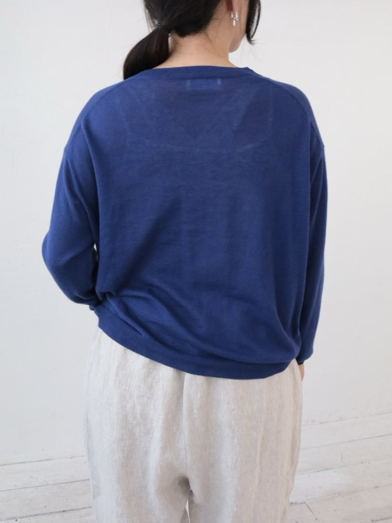 YARRA　麻混クルーネックカーディガン　YR-1612-238