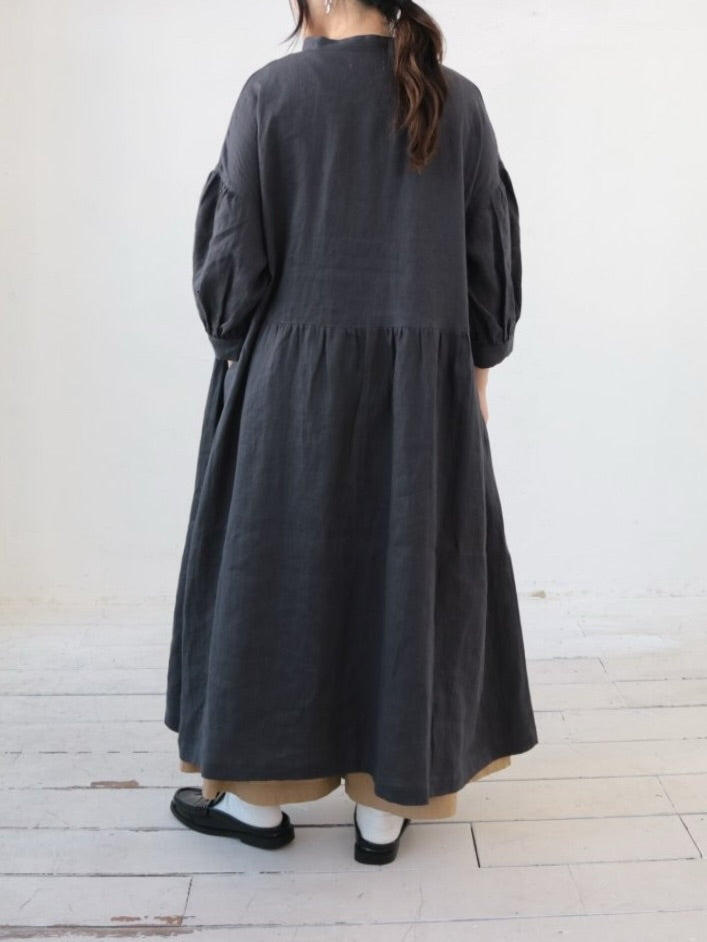 YARRA　ツヤリネンギャザーワンピース　YR-1614-226