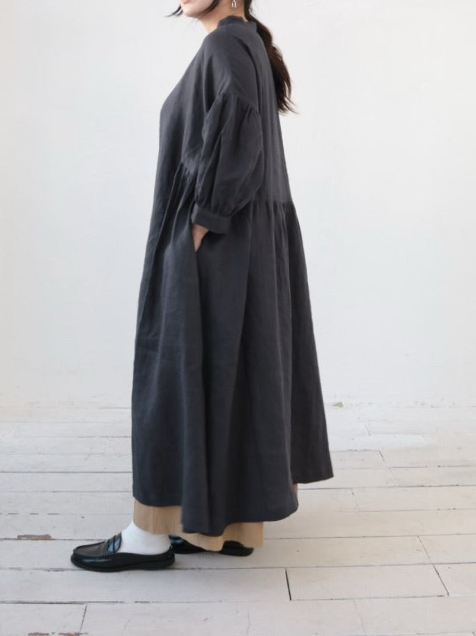 YARRA　ツヤリネンギャザーワンピース　YR-1614-226