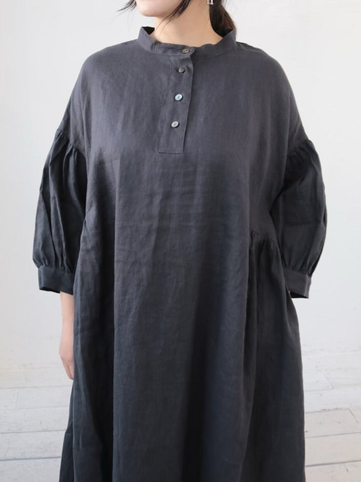 YARRA　ツヤリネンギャザーワンピース　YR-1614-226