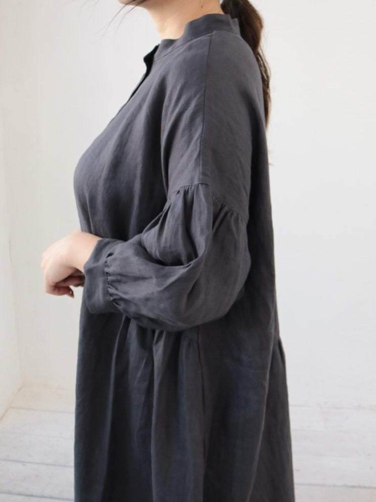 YARRA　ツヤリネンギャザーワンピース　YR-1614-226