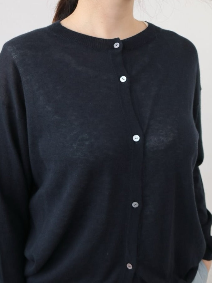 YARRA　麻混クルーネックカーディガン　YR-1612-238