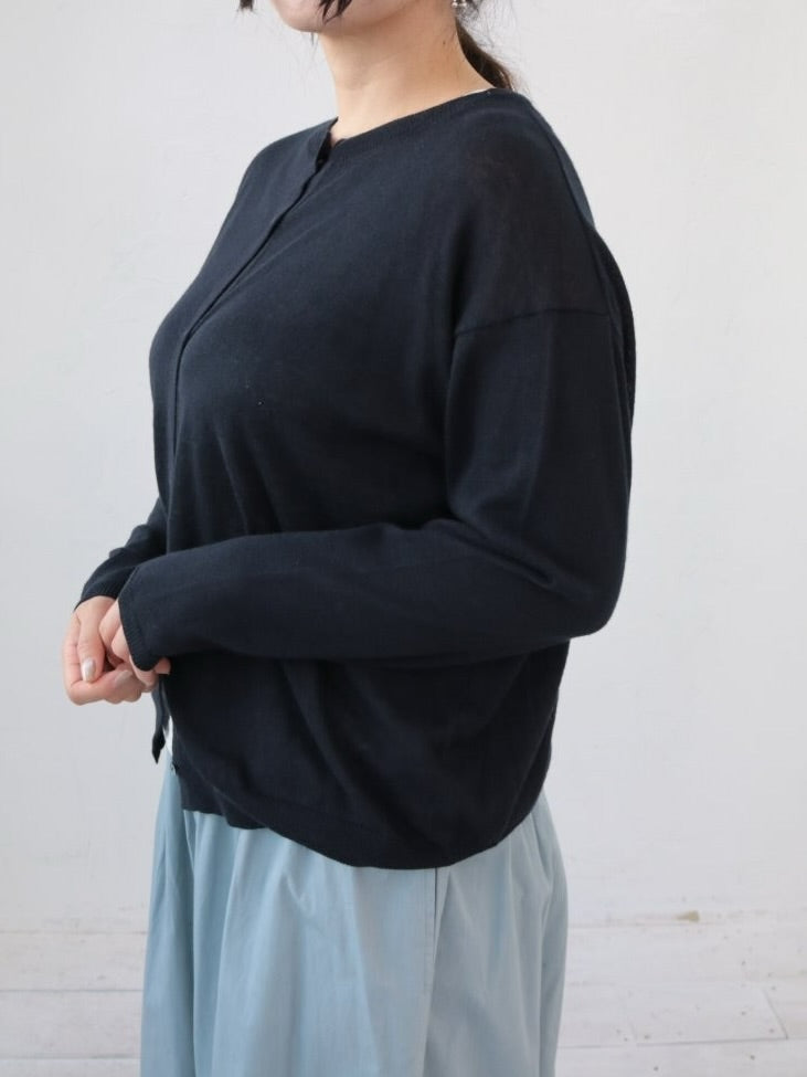 YARRA　麻混クルーネックカーディガン　YR-1612-238
