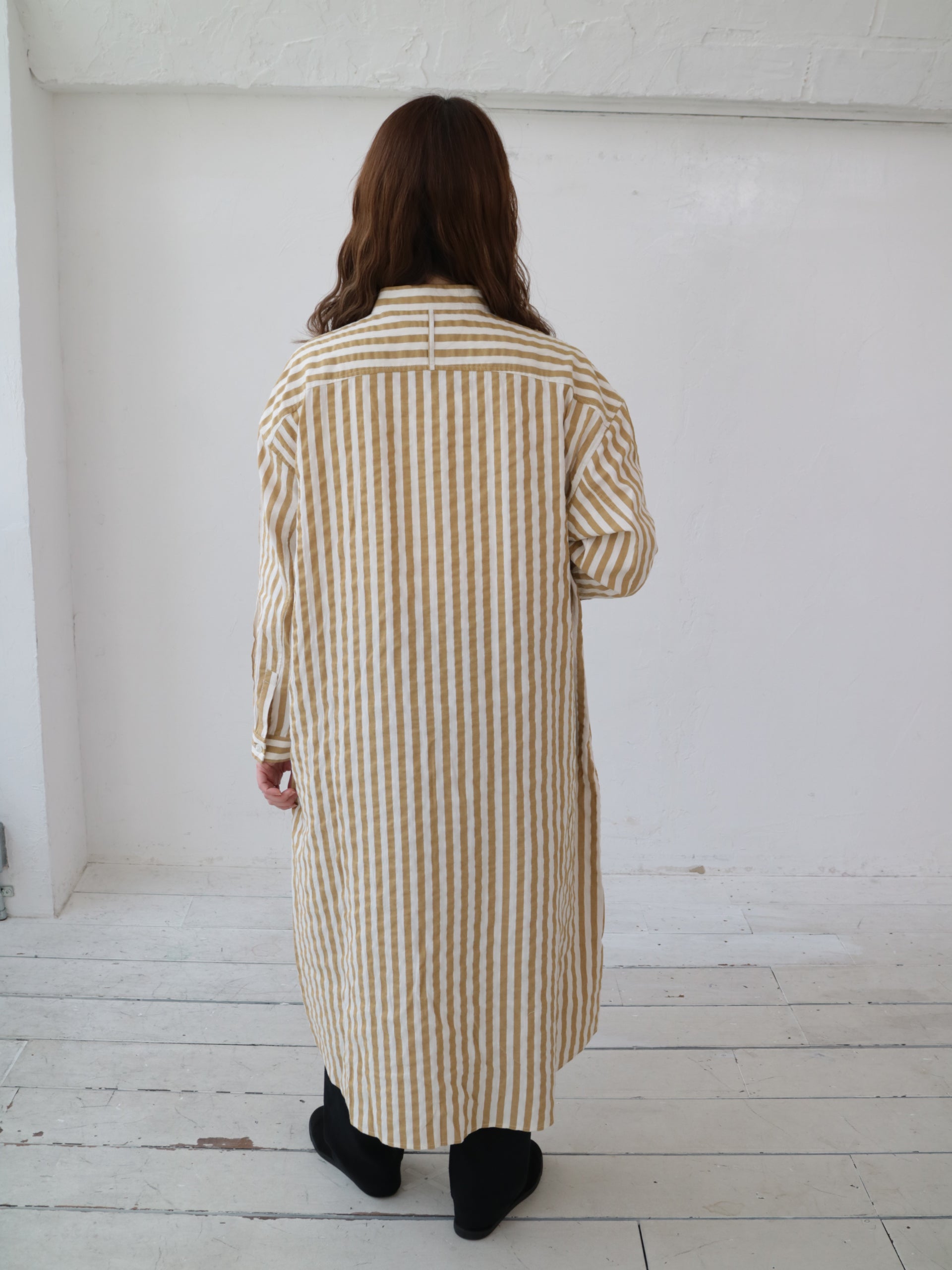 YARRA 先染めストライプスタンドワンピース YR-1544-221