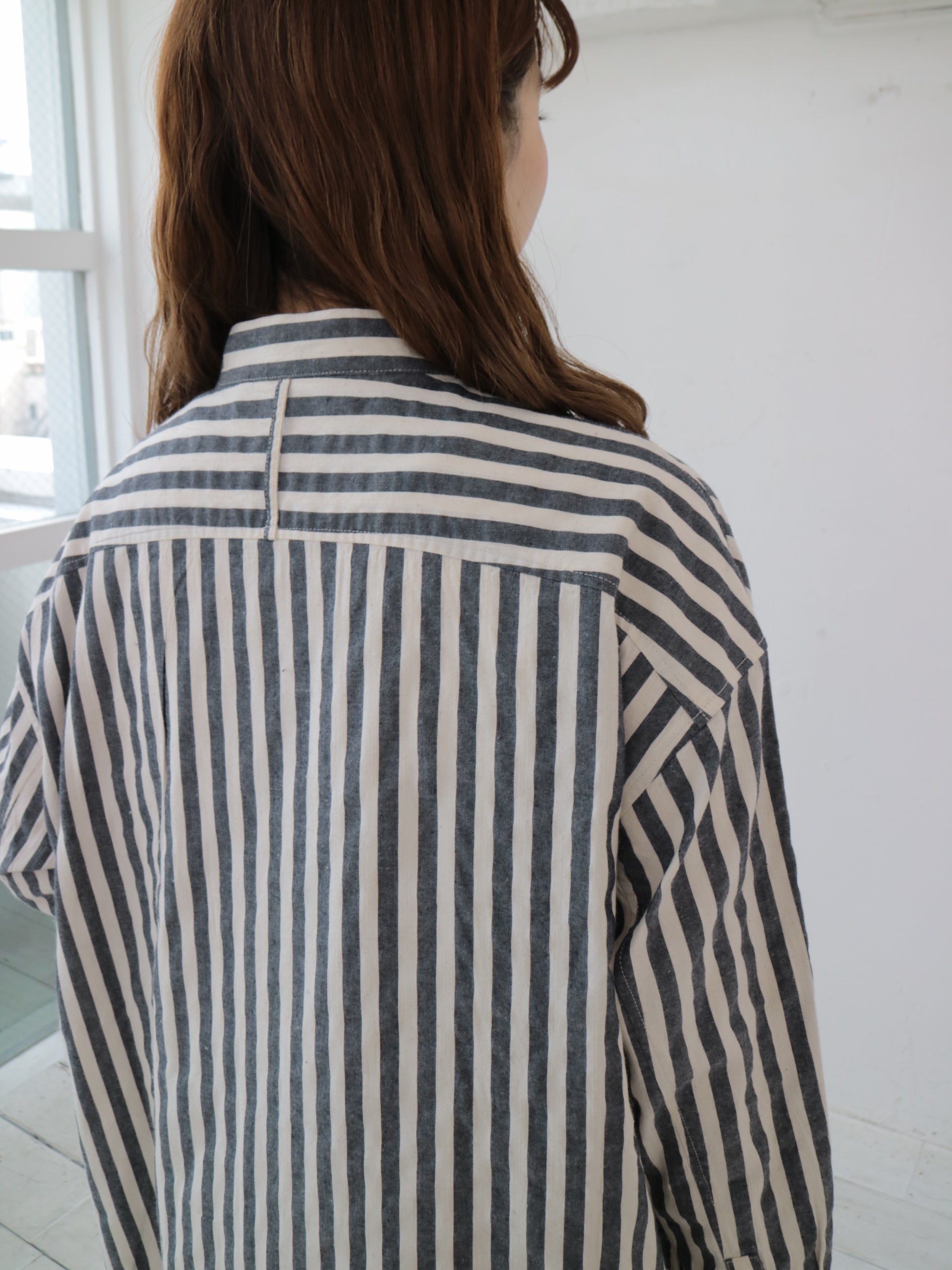 YARRA 先染めストライプスタンドワンピース YR-1544-221