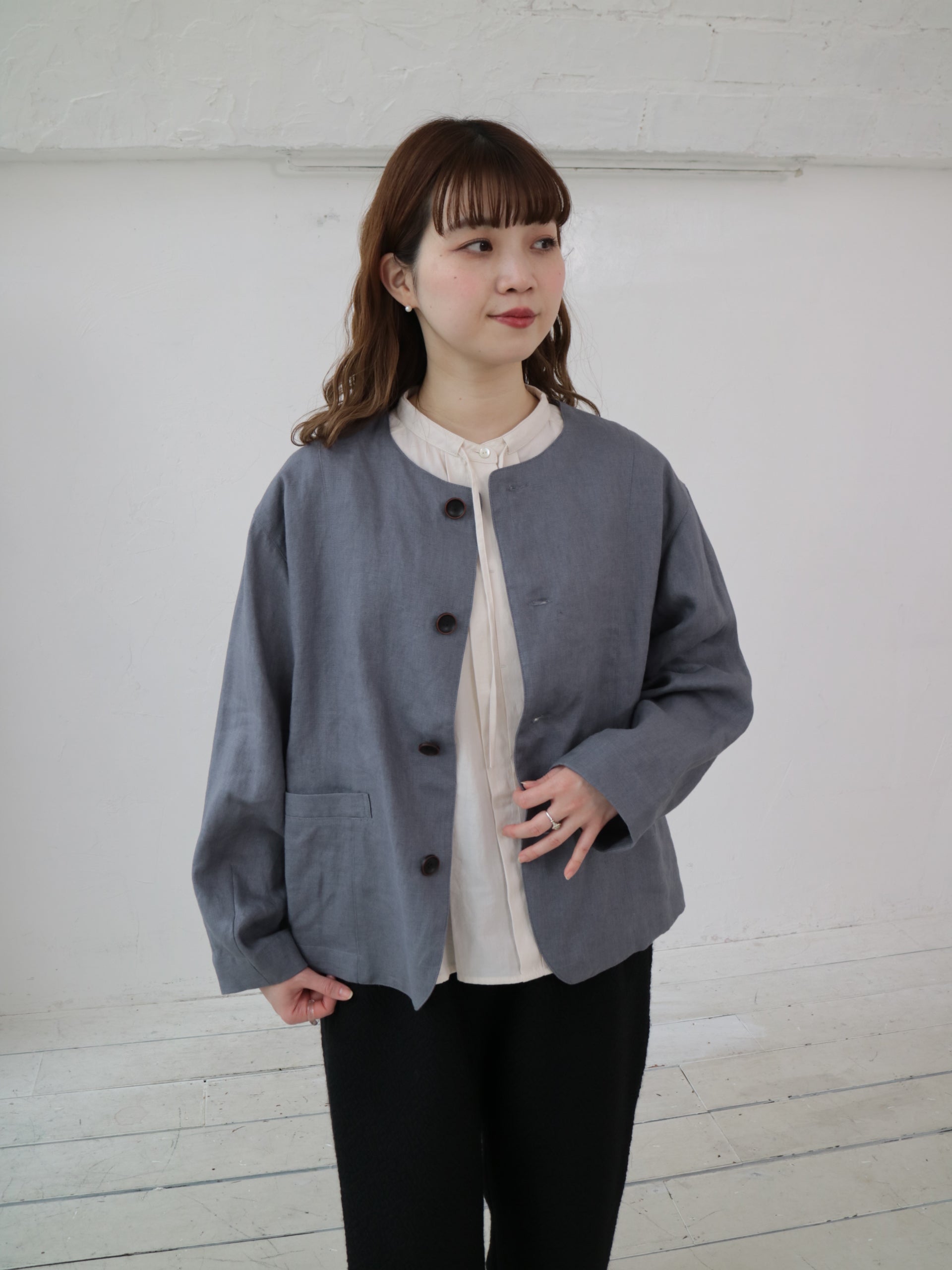 YARRA　リネン100ノーカラージャケット　YR-1547-215
