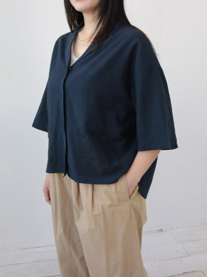 YARRA　INDIA開襟ラメ刺繡シャツ　YR-1623-269