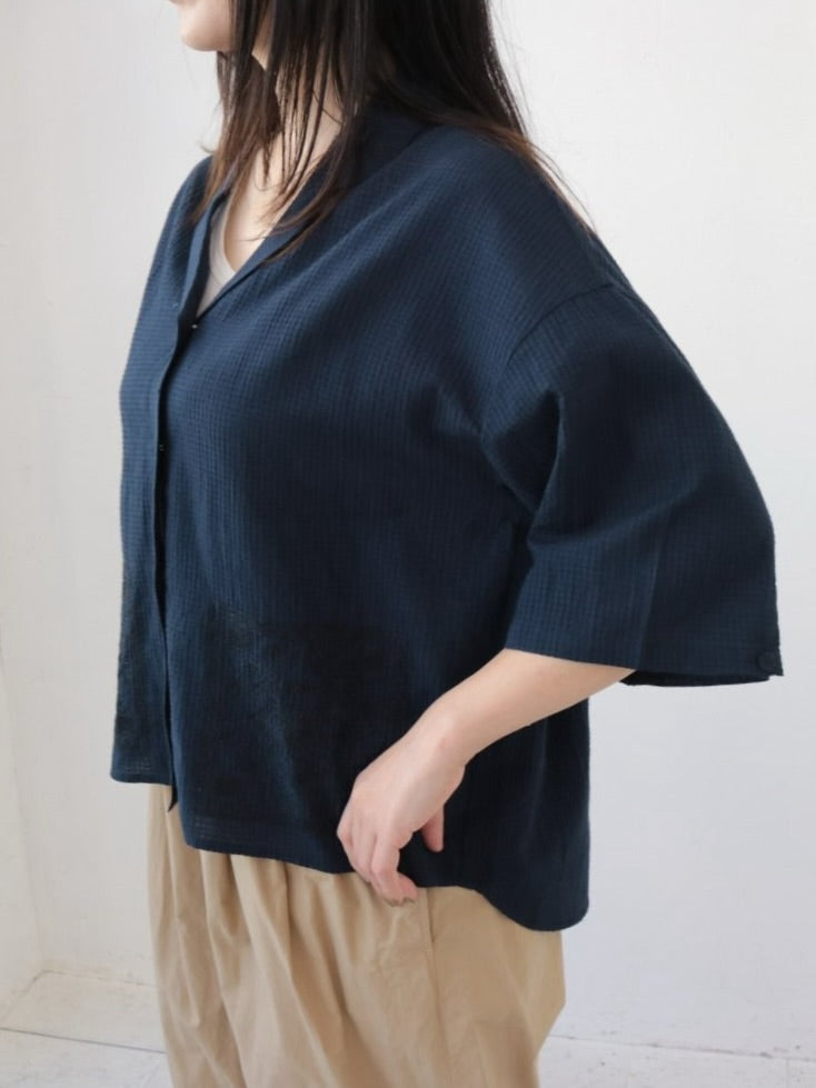 YARRA　INDIA開襟ラメ刺繡シャツ　YR-1623-269