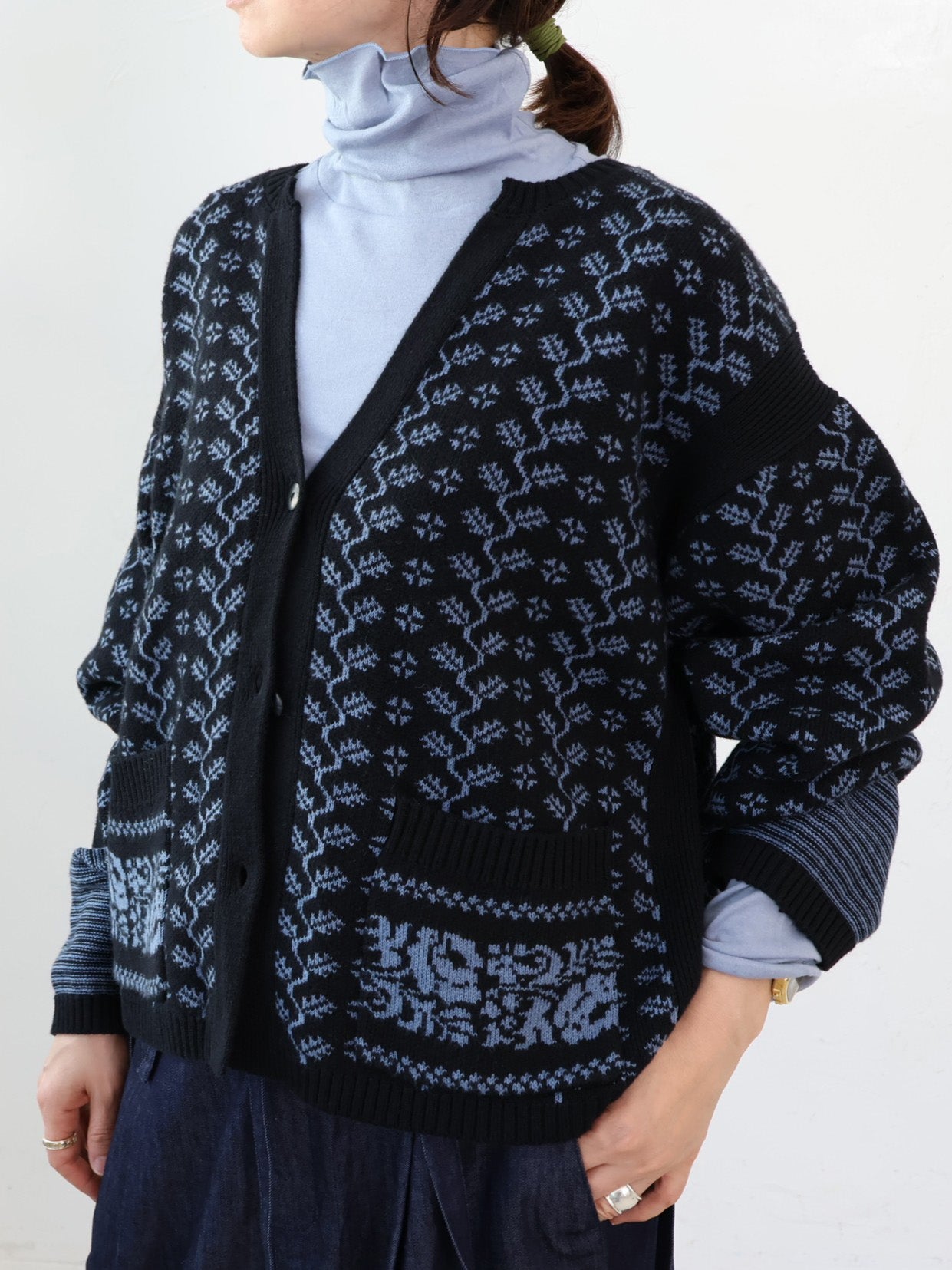 doux bleu　コットンカシミヤ フライス タートルプルオーバー　DB-2641-040