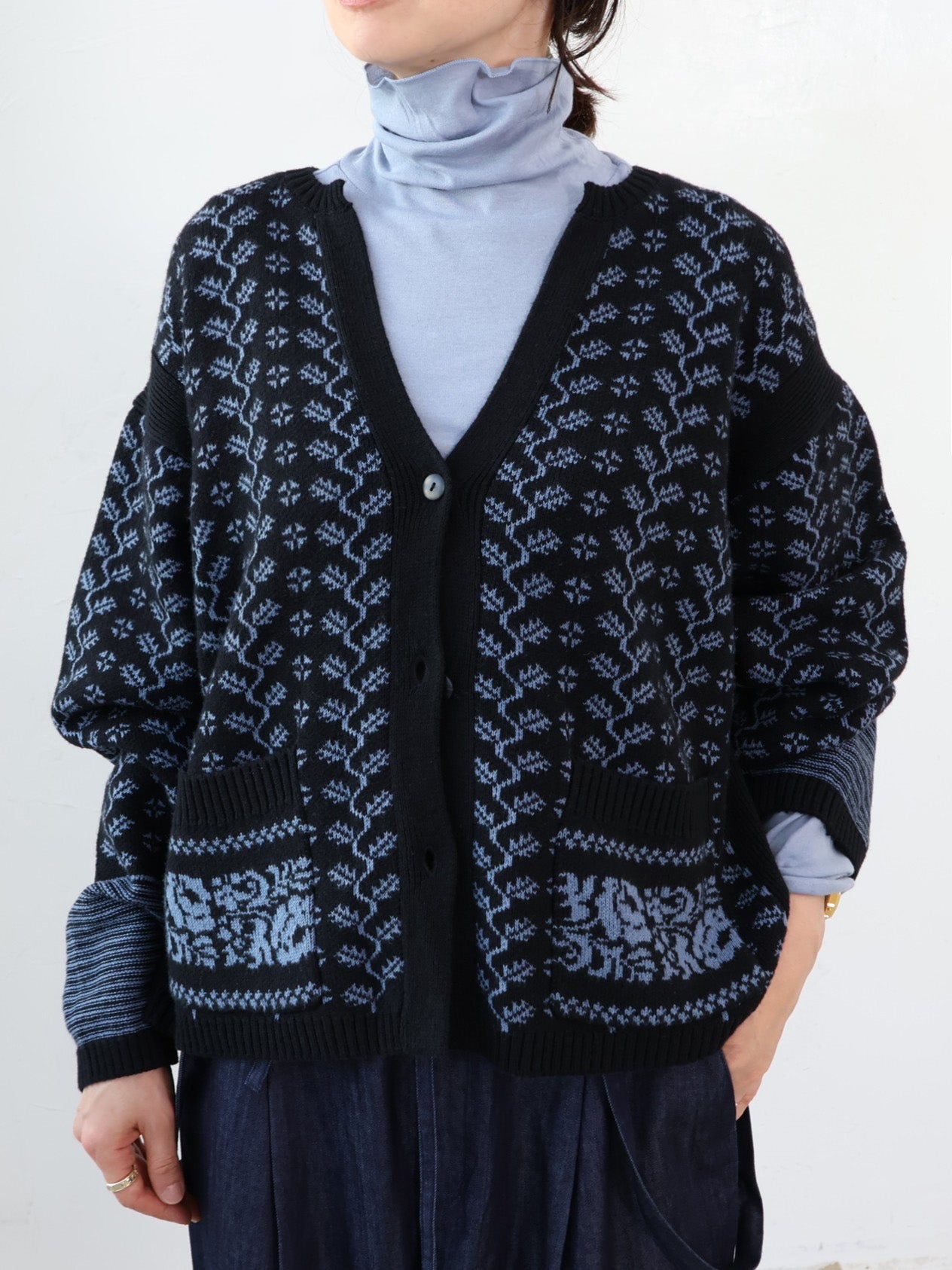 doux bleu　コットンカシミヤ フライス タートルプルオーバー　DB-2641-040