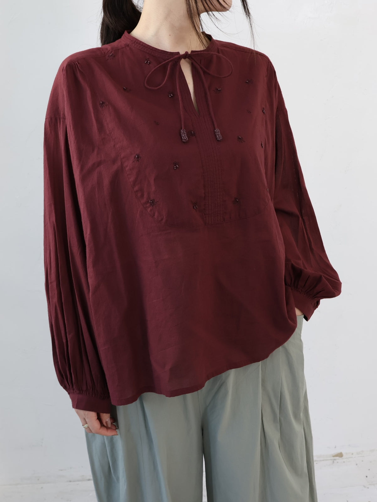 YARRA　INDIAビーズ刺繍ブラウス　YR-1643-212