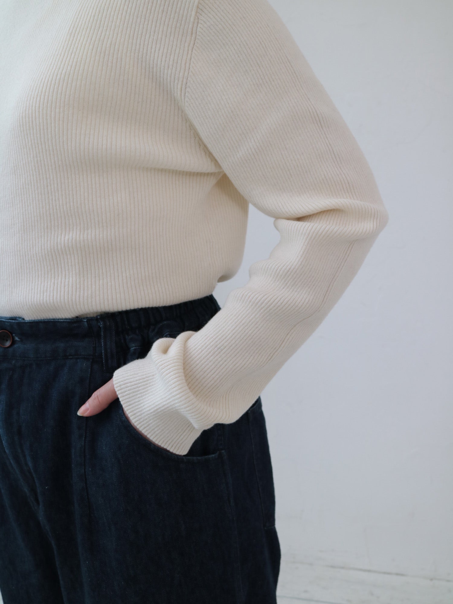 YARRA 綿カシミヤハイネックリブニット YR-1542-229