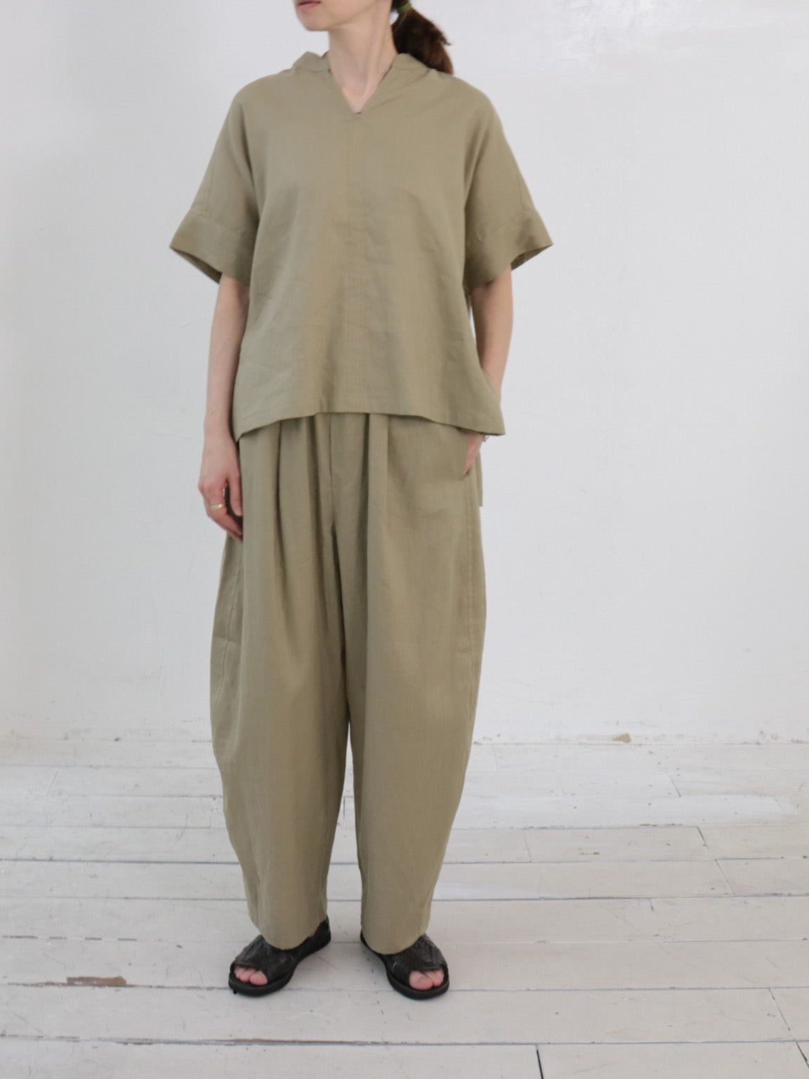doux bleu　コットンリネン スキッパーシャツ　DB-2623-081