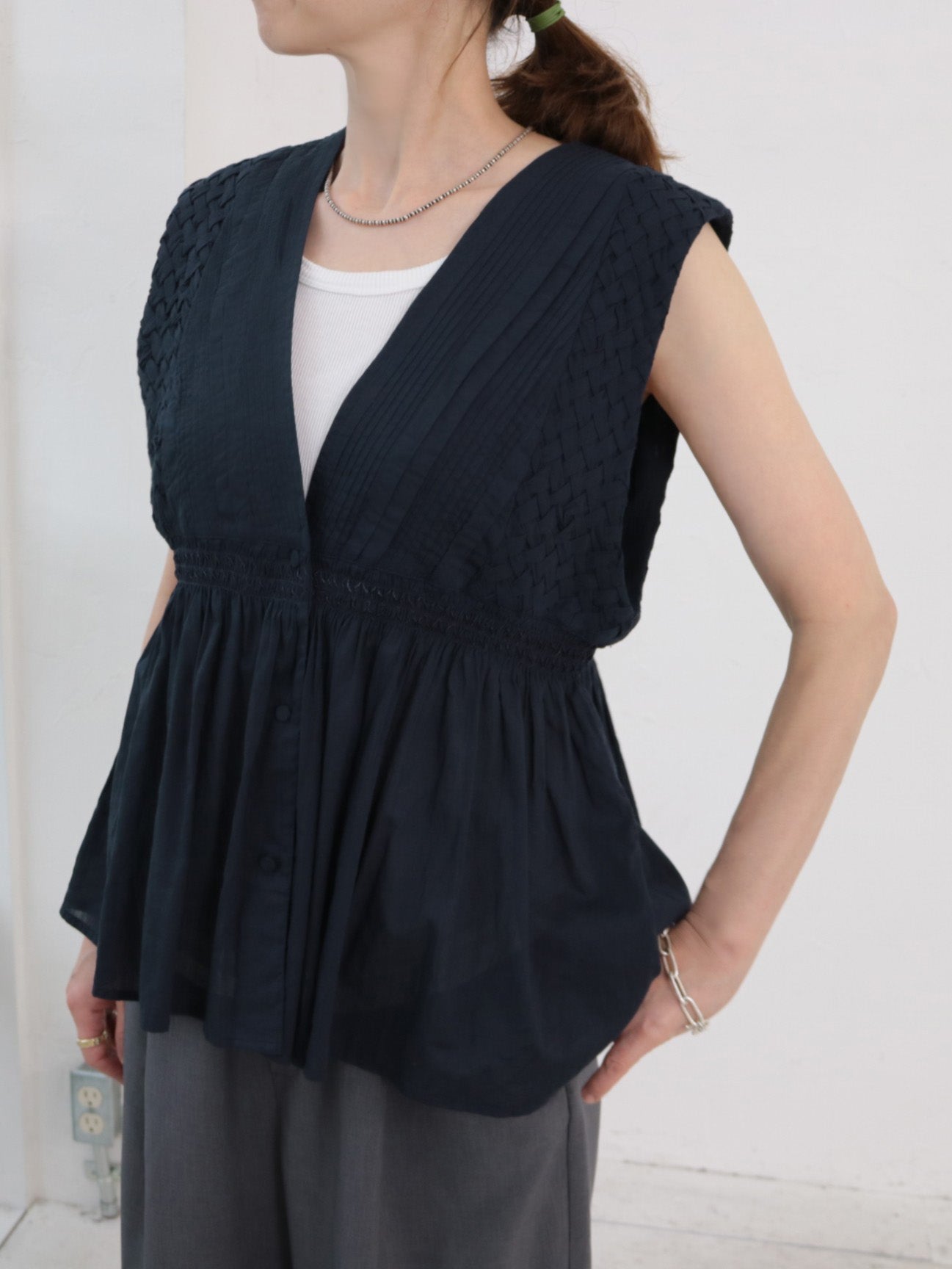 doux bleu　コットンボイル/スモッキングベスト　DB-2628-064