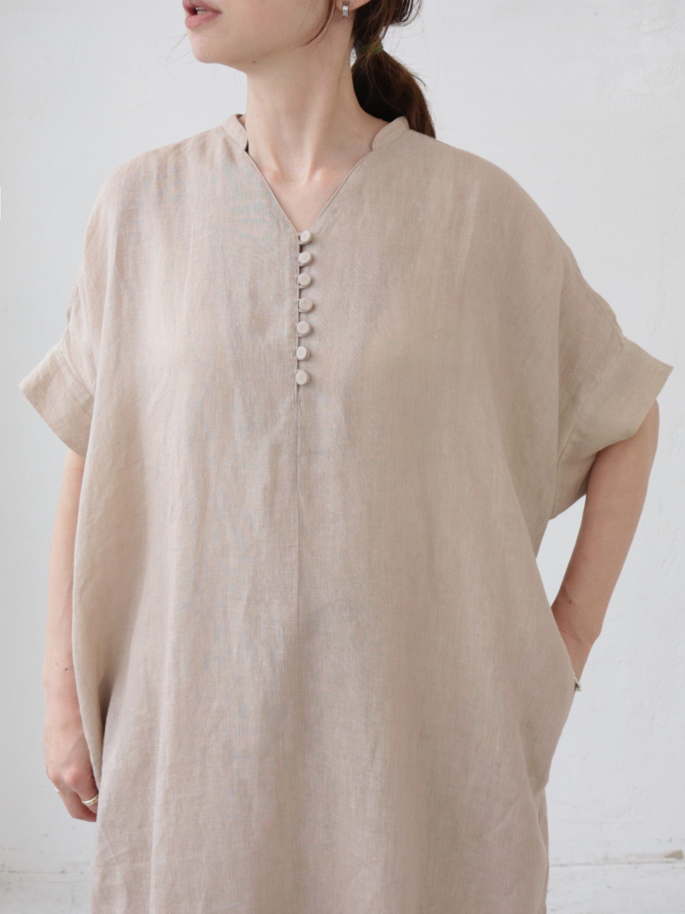 doux bleu　リネン カフタンワンピース　DB-2624-052