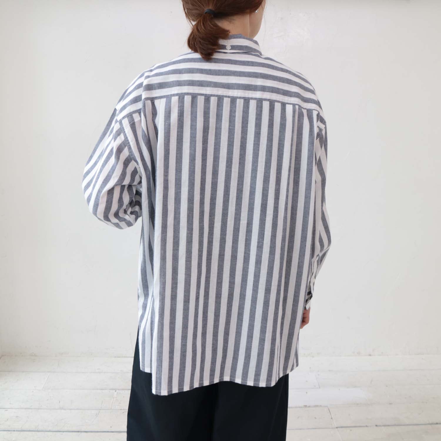 doux bleu　ストライプボックスワイドシャツ　DB-2413-007