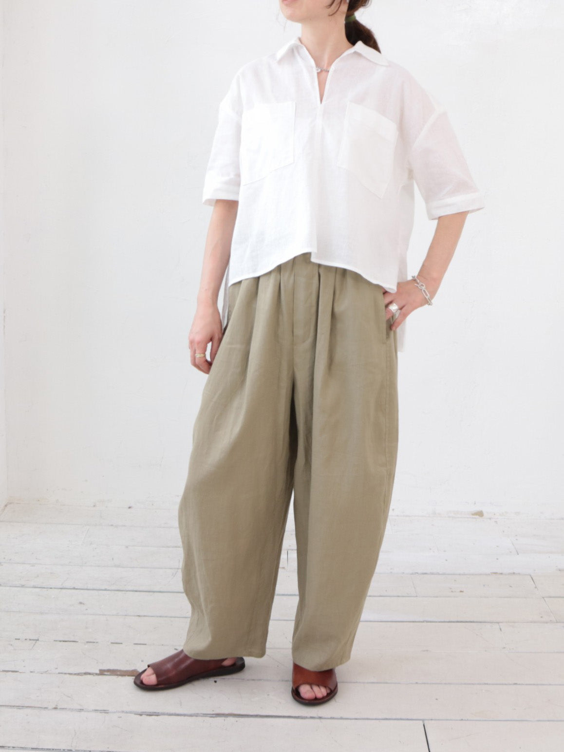 doux bleu　シアーラミー スキッパーブラウス　DB-2623-057