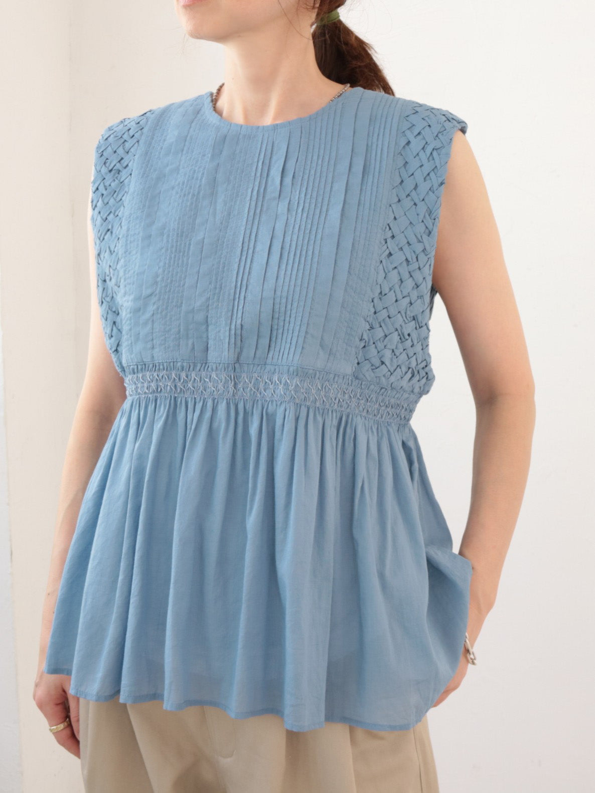 doux bleu　コットンボイル/スモッキングベスト　DB-2628-064
