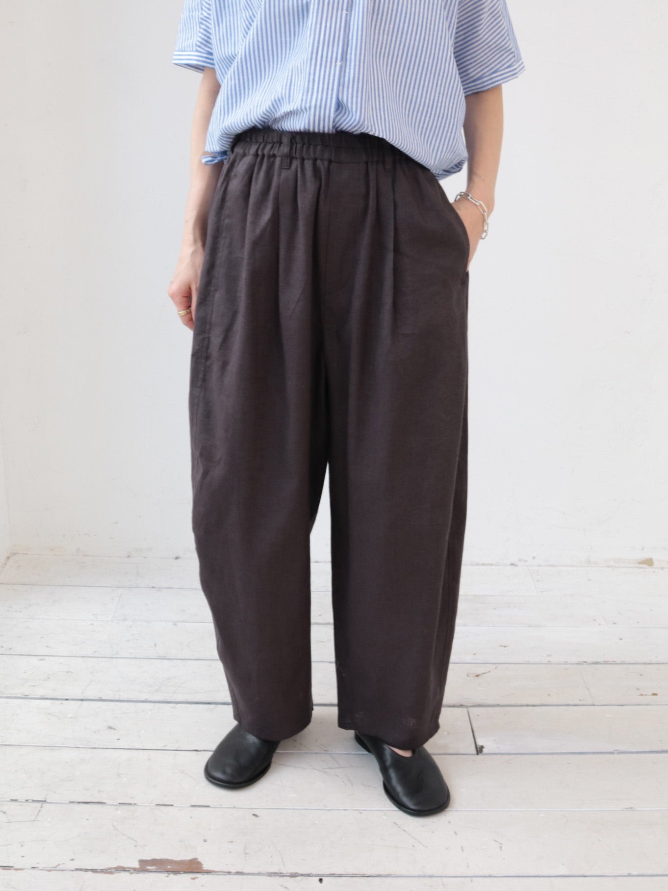 doux bleu コットンリネンワイドコクーンパンツ DB-2625-082