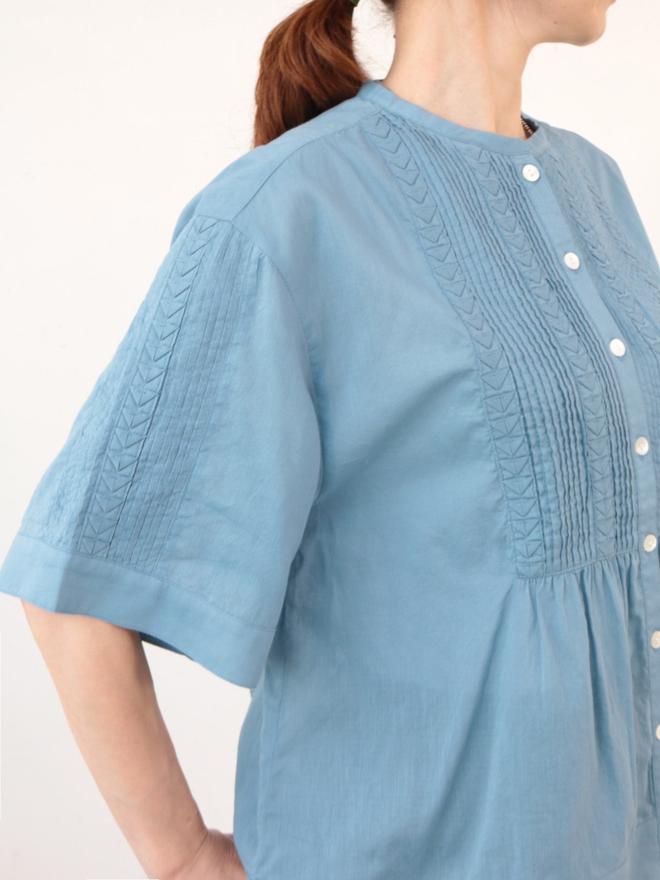 doux bleu　コットンボイル/ピンタックブラウス　DB-2623-063