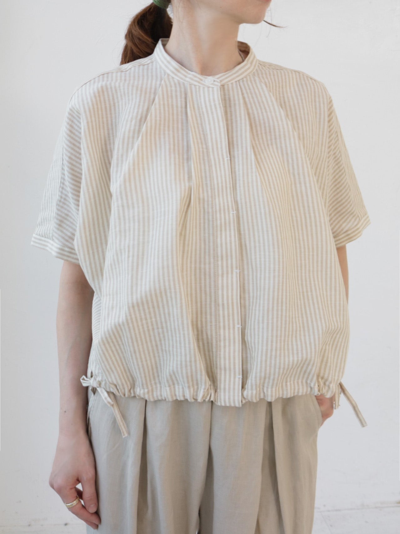 doux bleu　リネンコットン ストライプシャツ　DB-2623-080