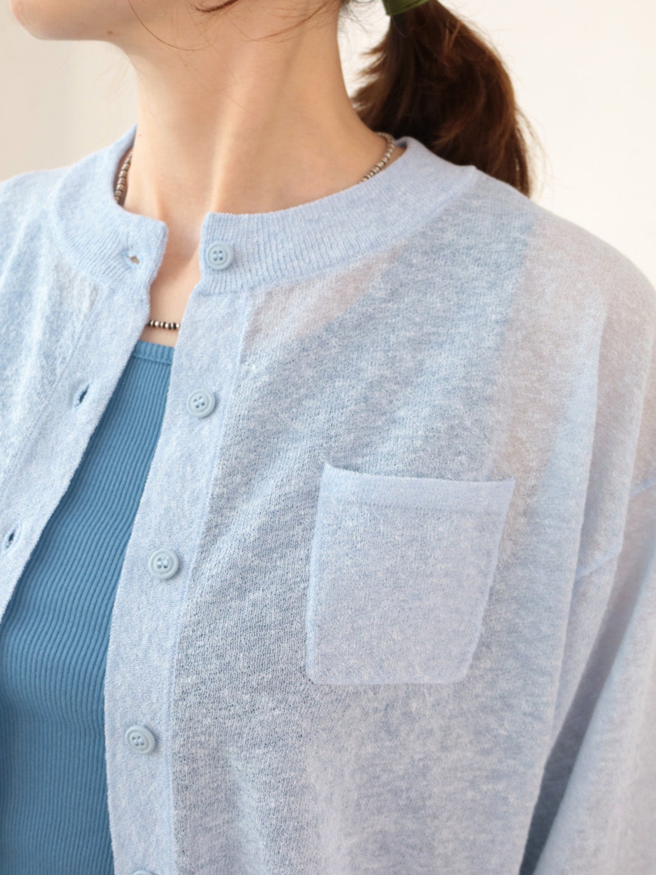 doux bleu　シアーポケット カーディガン　DB-2622-071