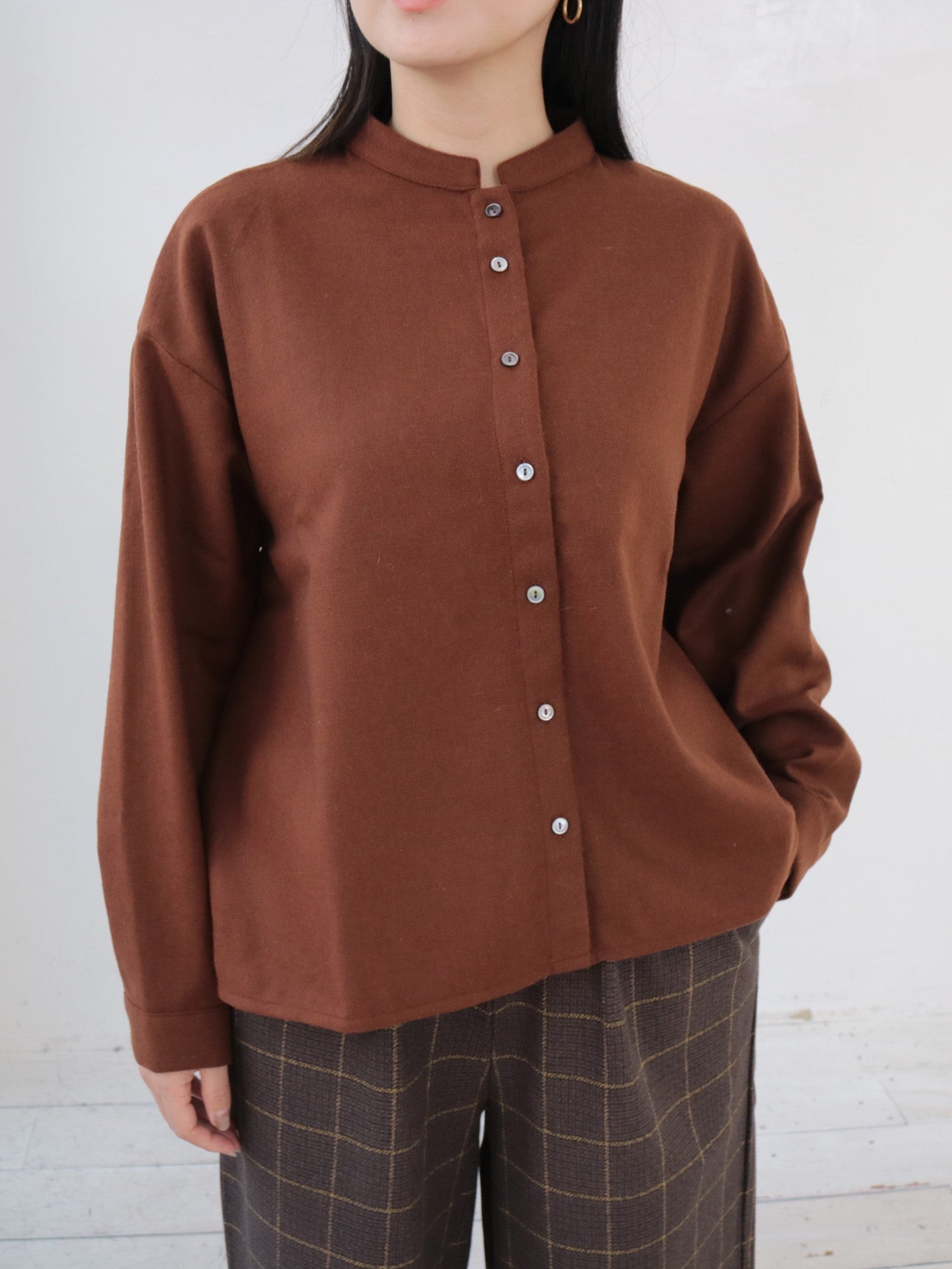 YARRA　CORDUR×OXFORDシャツ（WEB限定カラー：ブラウン）YR-1553-265