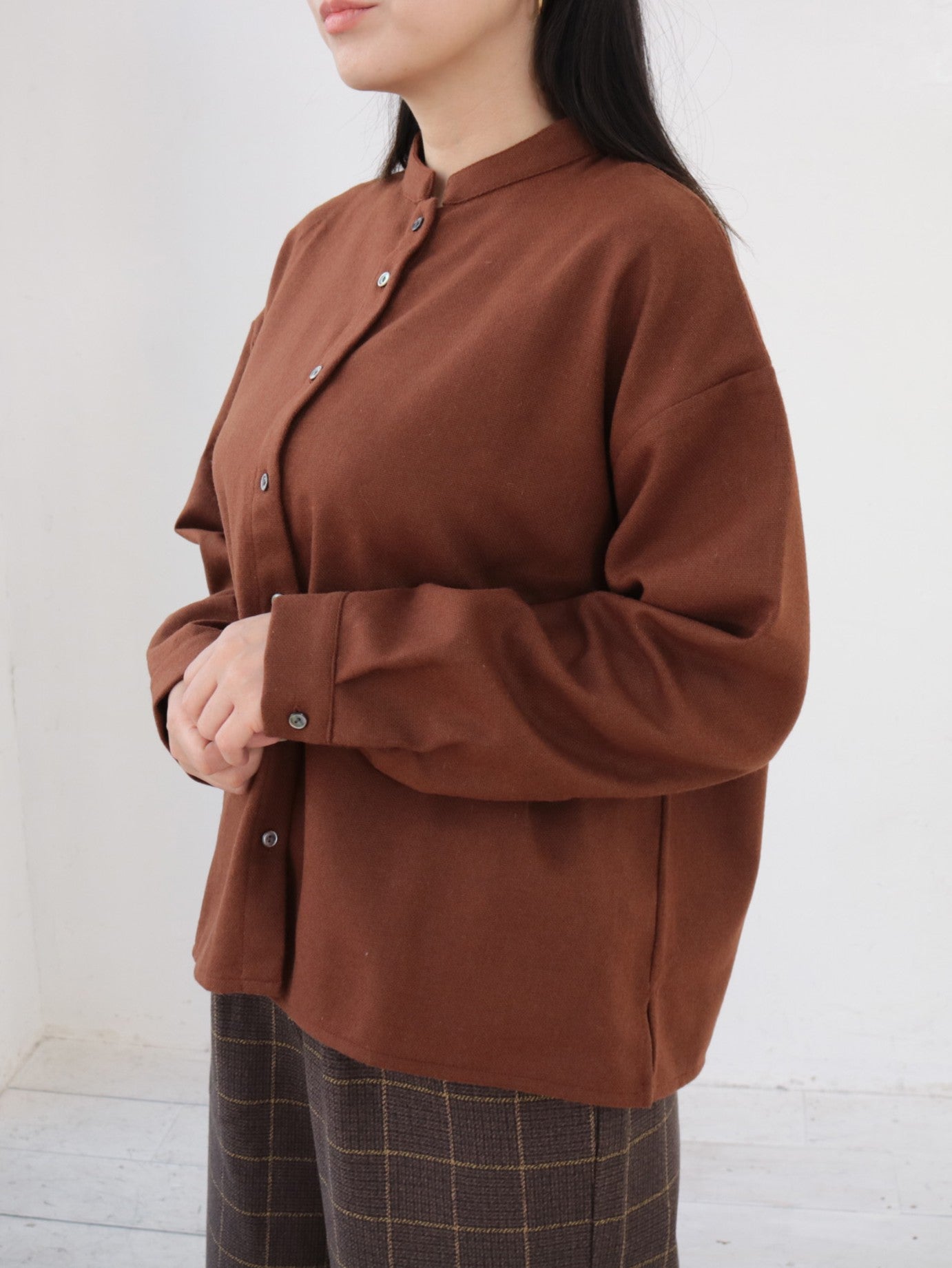 YARRA　CORDUR×OXFORDシャツ（WEB限定カラー：ブラウン）YR-1553-265